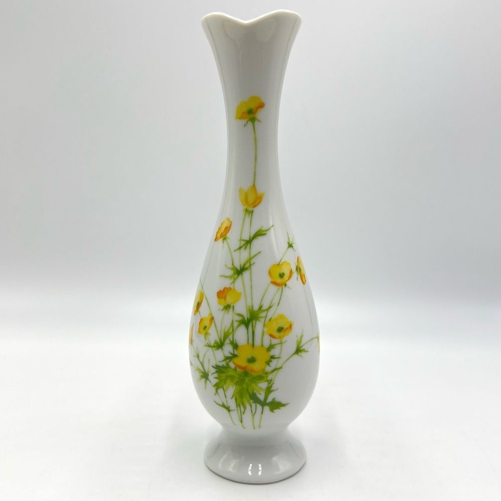 The Toscany Collection Vintage Yellow Flower Floral Buttercups White Bud Vase